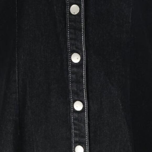 Missguided Long Sleeve Snap Up Front Mini Denim Shirt Dress Sz. 12 Black - Picture 4 of 12